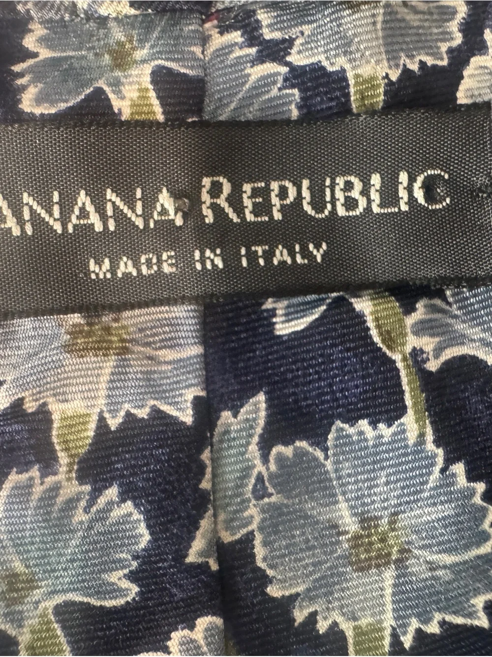 Navy Floral Silk Tie with Light Blue Flowers - Made in Italy